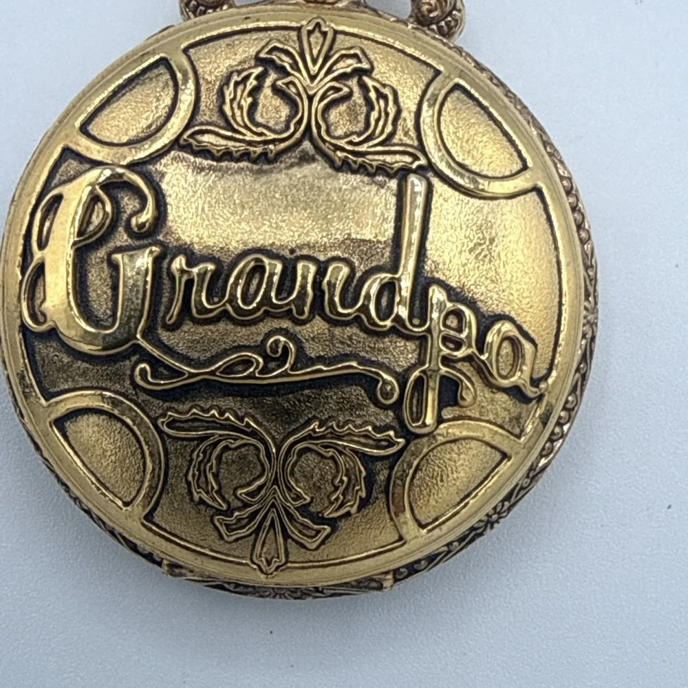 Pocket Watch Grandpa Gold Tone Infinity Quartz Rare Untested Vintage VTG
